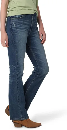 Miniatura 2 de Wrangler Jeans de bota de tiro alto para mujer, Cabaña Cobalto Plaid