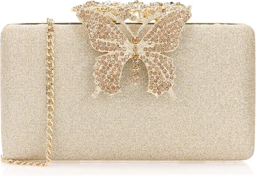 Miniatura 12 de Dexmay - Bolso de noche para mujer con cierre de mariposa y diamantes de imitación