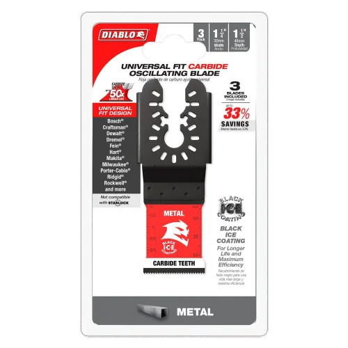 Miniatura 2 de Diablo Amped Steel Demon - Hoja oscilante de carburo de ajuste universal para metal, ancho de corte de 1-1/4 pulgadas, profundidad de corte de 1-1/2