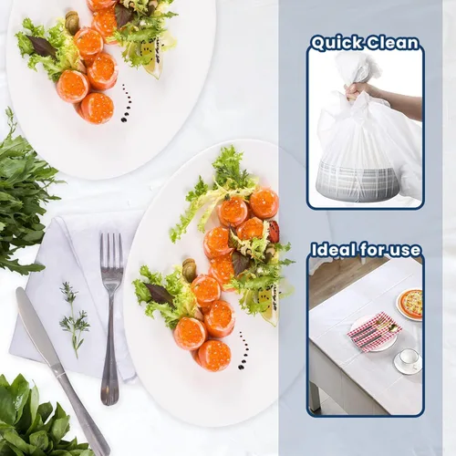 Miniatura 3 de BULK - Manteles de plástico blanco Paquete de 100 54 x 108 pulgadas Se adapta a mesas plegables y de picnic estándar Plegado, fácil