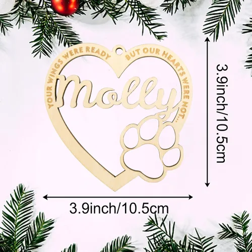 Miniatura 3 de Adorno personalizado de pata de perro y gato, adorno personalizado con nombre de mascota, adornos de madera personalizados para árbol de Navidad