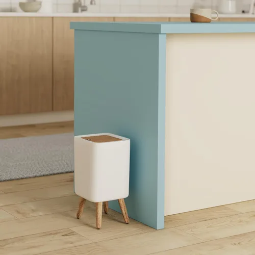 Miniatura 2 de WanWanKa Mini bote de basura de plástico blanco, capacidad de 2.6 galones, diseño delgado, antiolor, fácil de limpiar, adecuado para cualquier lugar