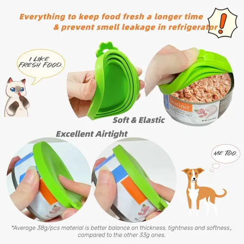 Miniatura 4 de Tapas de silicona para latas de comida para gatos/perros, 3 tamaños universales para latas de comida para mascotas de 3 onzas, 5.5 onzas, 6.5 onzas