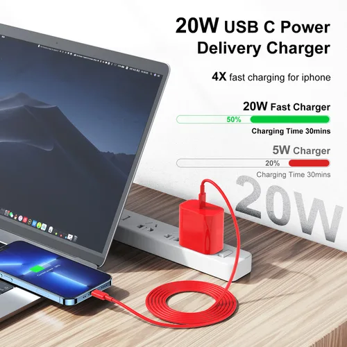 Miniatura 2 de Fashia Cargador rápido para iPhone, cable Lightning de carga rápida de 10 pies, para iPhone 14, 13, 12 Pro Max, carga rápida con bloque de cargador