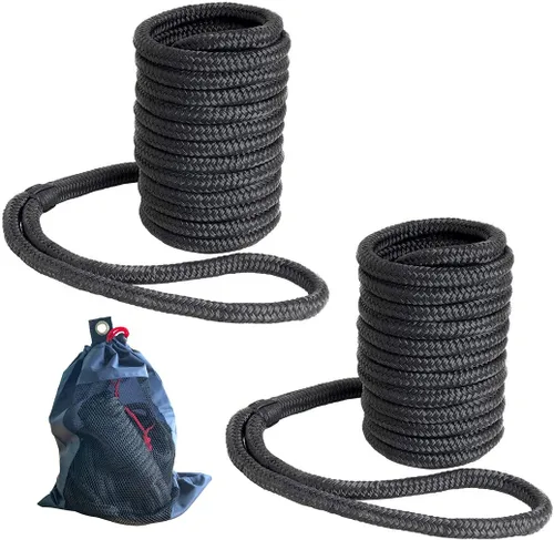 Miniatura 8 de Young Marine 3/8" 1/2" X 15' Líneas de muelle de nailon de doble trenzado de grado marino con ojal de 12 pulgadas. Línea de muelle de cuerda