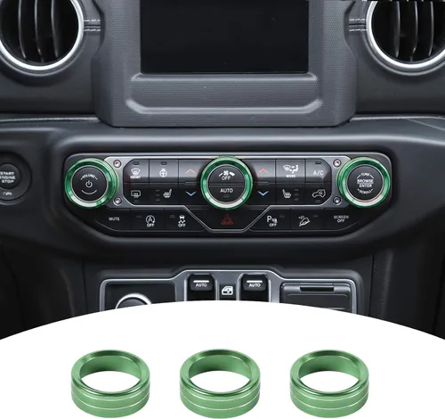 Miniatura 14 de JeCar - Cubierta de perilla de interruptor de aire acondicionado, de aleación de aluminio, compatible con Jeep Wrangler 2018-2023 JL JLU y 2020-2023