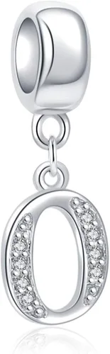 SoulBeads - Colgantes de plata fina 0,925 de letra inicial, alfabeto A-Z. Dije con cristales compatibles con brazaletes europeos