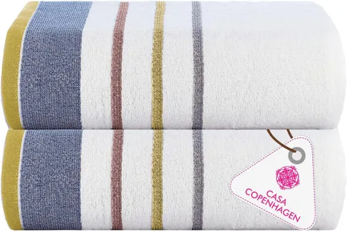 Miniatura 101 de CASA COPENHAGEN Juego de 6 toallas de palomitas de maíz, color azul polvoriento, 21.16 oz/m², 2 toallas de baño, 2 toallas de mano y 2 toallas