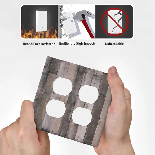 Miniatura 811 de Placa Decorativa de Pared de Granja Rústica con Cuerno de Madera para Puerta de Granero 1 Banda Duplex Cubiertas de Toma Eléctrica Soltera