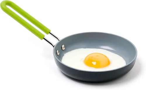 Sartén GreenPan antiadherente, de cerámica, pequeña y redonda para huevos, de 5", Sartén redondo pequeño para huevos, 5", Gris