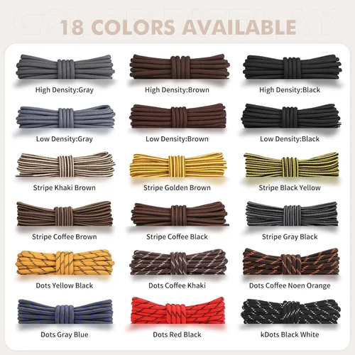 Miniatura 6 de Stepace Cordones redondos 2 pares Cordones resistentes para botas de senderismo y trabajo