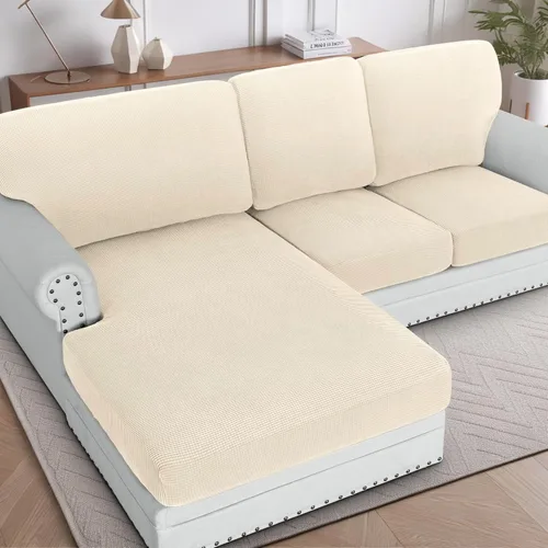 Miniatura 17 de H.VERSAILTEX Fundas para sofá seccional, 4 piezas, fundas de cojín de asiento de sofá en forma de L, fundas de cojín separadas para chaise longue