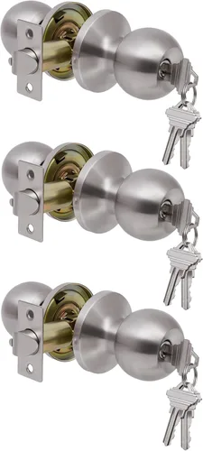 Miniatura 20 de Lanwandeng Paquete de 3 pomos de puerta de privacidad color negro mate con cerradura para dormitorio/baño, cerraduras de puerta interior sin llave