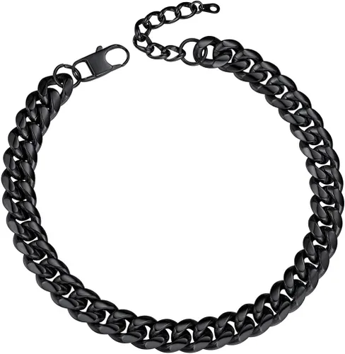 PROSTEEL Trendy Cuban Links Necklace for Men Women, Black18K Gold Plated 316L Stainless Steel, W 4.8mm-14mm, L 14inch-30inch, Come Gift Box