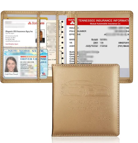 Miniatura 24 de Portador de Tarjeta de Registro e Seguro de Automóvil - Cartera Estuche Organizador de Documentos y Papeles de Automóvil de Cuero para Guantera