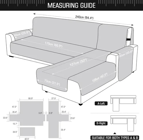 Miniatura 2 de TAOCOCO Fundas de Sofá Seccional 100% Impermeables en Forma de L, Fundas de Sofá de 3 Piezas, Funda de Chaise Lounge para Mascotas y Niños, Fundas