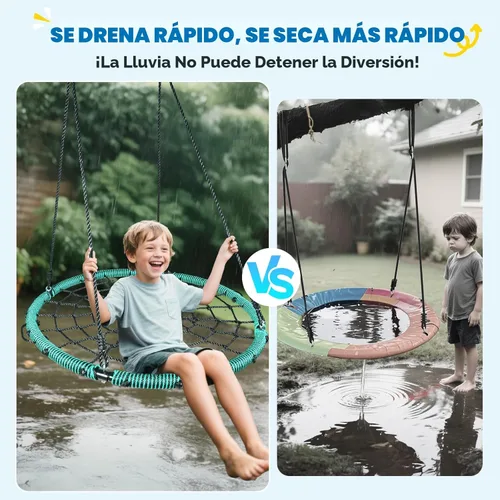 Miniatura 2 de Trekassy - Columpio de tela de araña de 40 pulgadas para árbol, de 750 libras, para niños y adultos, red para exterior con marco de acero y 2 Verde
