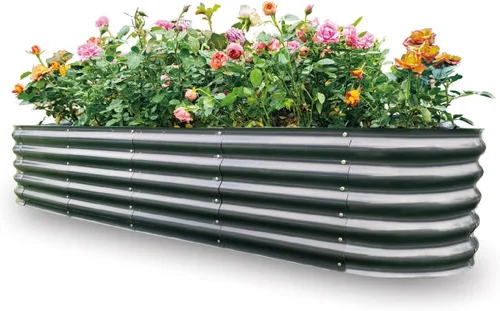 Miniatura 24 de GARDMAX 2x2x1FT Galvanized Round Raised Garden Bed Kit, Metal Planter Boxes Outdoor with Easy Assembly, Large Garden Bed for Vegetables, Fruits