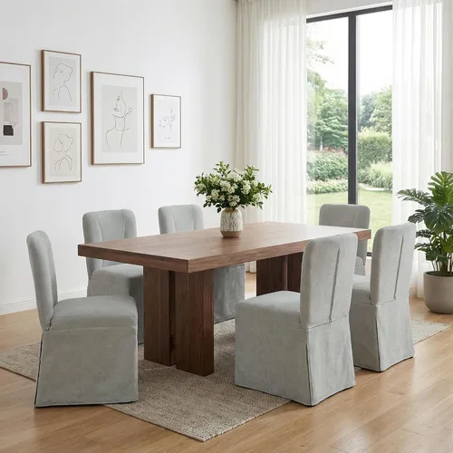 Miniatura 10 de Juego de 2 sillas de comedor tapizadas, sillas de mesa de cocina, sillas de comedor modernas con marco de metal y tela de lino, color beige