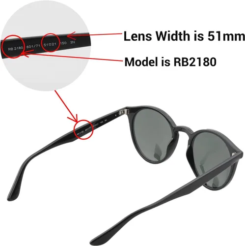 Miniatura 5 de Walleva Lentes de repuesto para lentes de sol Ray-Ban RB2180 de 2.008in, múltiples opciones disponibles