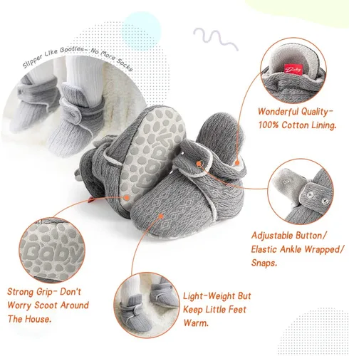 Miniatura 62 de Sawimlgy - Botines de algodón antideslizantes para recién nacido, con agarre, para cuna o para el invierno