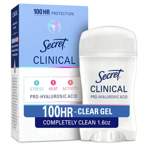 Secret Clinical Strength Clear Gel Antitranspirante y desodorante para mujer, aroma completamente limpio, 1.6 onzas, 1.600 onzas líquidas