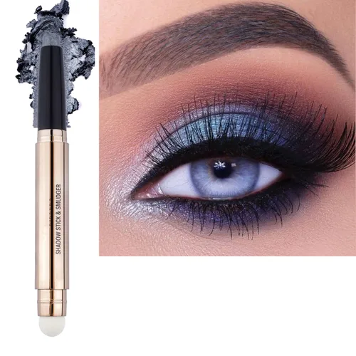 Barra de Sombra de Ojos Plata Negro Smokey Gris Oscuro Gris Claro, Lápiz de Sombra de Ojos Cremoso, Brillo Único, Hipoalergénico, Resistente al