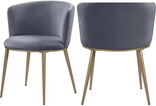 Miniatura 11 de Meridian Furniture Skylar Collection Modern Silla de comedor tapizada contemporánea con respaldo redondeado y patas de hierro resistentes, juego