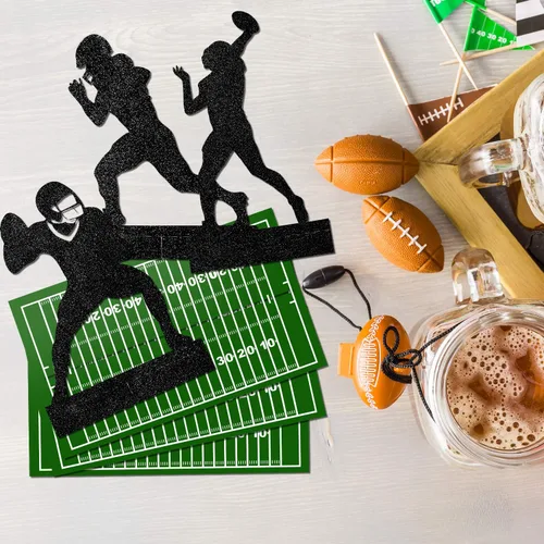 Miniatura 5 de BBTO 9 piezas de centro de mesa de fútbol, decoración de fiesta, centros de mesa de fútbol de silueta de jugador, 8 pulgadas y 3 estilos