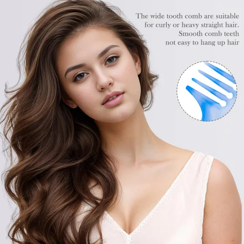 Miniatura 4 de Juego de Peines para el Cabello: Peine Azul de Dientes Finos, Peine de Dientes Anchos, Cola de Rata y Peine de Doble Propósito para Hombres