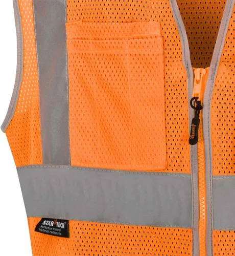 Miniatura 10 de Pioneer Chaleco de seguridad de alta visibilidad para hombres y mujeres - Malla reflectante y refrescante - 8 bolsillos - Clase 2 - Construcción
