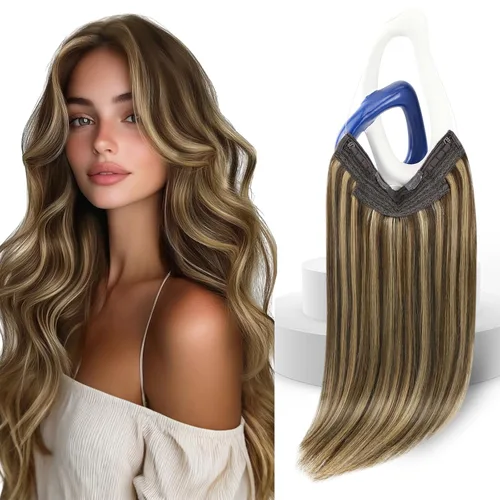 Miniatura 47 de Sunny Hair - Extensiones de cabello humano con banda invisible, color rubio platino (#60), 20 pulgadas