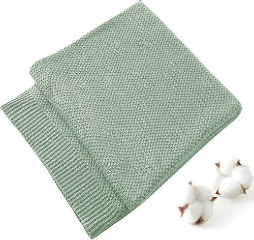 Miniatura 14 de Treely manta de punto de 100 % algodón, para sofá, silla, cama, decoración del hogar, manta de punto decorativa, suave y acogedora, 50 x 60 Marrón