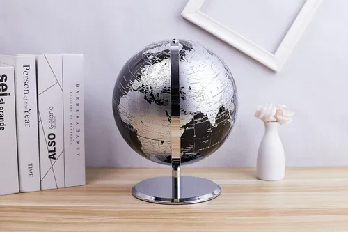 Miniatura 5 de ANNOVA Globo metálico negro – Decoración de escritorio educativa/geográfica/moderna – Arco y base de acero inoxidable/mundo de la Tierra – negro