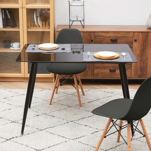 Miniatura 5 de Teamson Home Allan - Juego de 2 sillas de comedor laterales de plástico con patas de madera, color negro