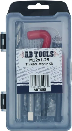 Miniatura 4 de AB Tools -Neilsen M12 x 0.049 in Kit de reparación de rosca/grifo cortador helicoil 15pc Set hilo dañado