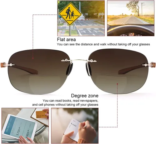 Miniatura 5 de K.LAVER Lentes de lectura bifocales sin montura para lectores con protección UV para hombres y mujeres