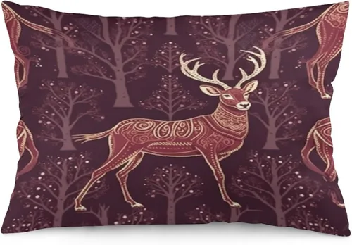 Miniatura 24 de Fundas de almohada refrescantes con diseño de reno burdeos, fundas de almohada lumbar para exteriores con cremallera invisible, funda de almohada