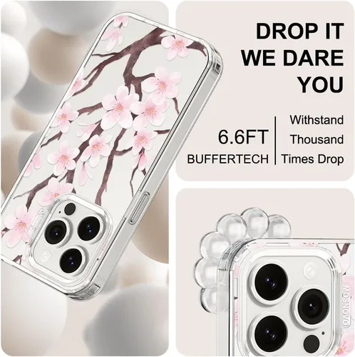 Miniatura 5 de MOSNOVO Funda para iPhone 15 Pro, [Buffertech protección contra caídas de grado militar de 6.6 pies] [Tecnología antidespegado] Diseño de funda