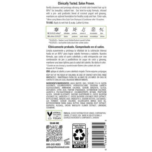 Miniatura 8 de Biotera Ultra Color Care Shampoo Prolongs Vivid Color-Treated Hair Microbiome Friendly Vegan & Animal Test-Free Paraben & Sulfate Free