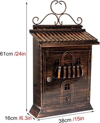 Miniatura 5 de Buzón de sugerencias para negocios, caja de donación, de latón, para montaje en pared, con 2 llaves y cerrada, grande, exterior, impermeable