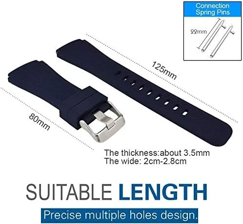 Miniatura 8 de iBazal 22mm Silicone Band Compatible with Samsung Galaxy Watch 3 45mm Galaxy Watch 46mm Gear S3 Frontier Classic Band, Adjustable Silicone Strap