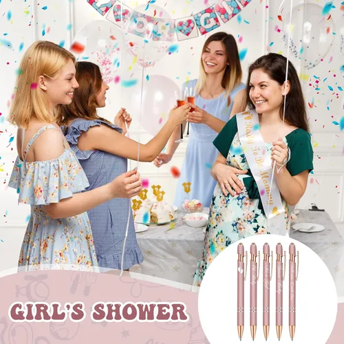 Miniatura 3 de Jspupifip 50 bolígrafos de baby shower con punta de lápiz capacitivo, bolígrafos retráctiles de metal para baby shower, bolígrafos de tinta negra