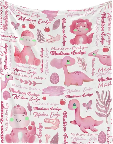Miniatura 21 de Manta personalizada con nombre de bebé, dinosaurios, regalo para bebés, niños y niñas, manta de franela suave para recién nacidos, cómoda