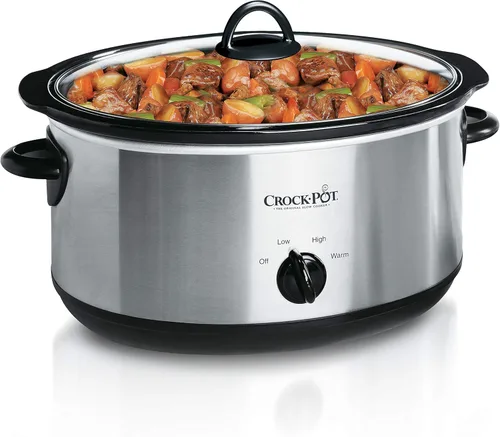 Miniatura 5 de Crock-Pot Olla de cocción lenta programable de 8 cuartos de galón + olla de cocción lenta manual ovalada de 7 cuartos de galón, acero inoxidable