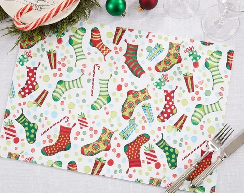 Miniatura 4 de Manteles individuales con medias de Navidad (juego de 4)