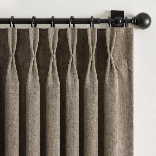 Miniatura 15 de 2 paneles de cortinas plisadas de lino beige de 84 pulgadas de largo, para dormitorio y sala de estar, cortina plisada con ganchos y pestaña trasera