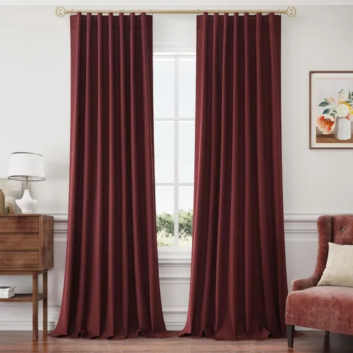 Miniatura 20 de Joywell 2 cortinas opacas 100%, lino, beige natural, trabillas traseras/cinta con ganchos, aislantes, de dormitorio, comedor, sala, puerta corrediza