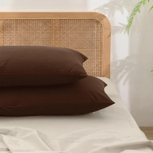 Miniatura 28 de BESTOUCH 100% Algodón Lavado Funda de Almohada para Cabello y Piel, Sensación de Lino, Suave, Cómoda, Transpirable, Juego de 2 Fundas de Almohada