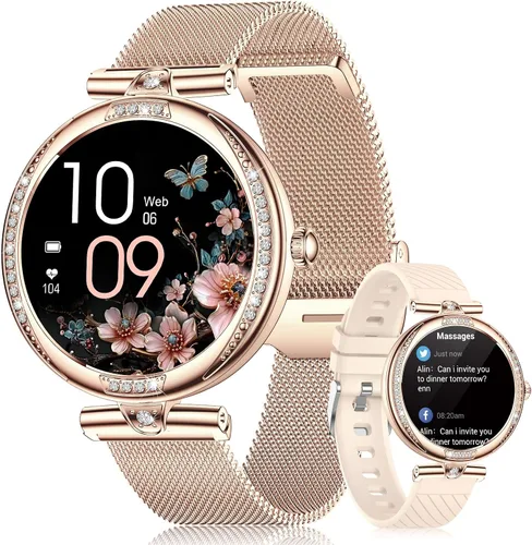 Reloj inteligente 2025 para mujer con pantalla AMOLED de 1.19 pulgadas, (responder/hacer llamadas), reloj de fitness con más de 110 modos
